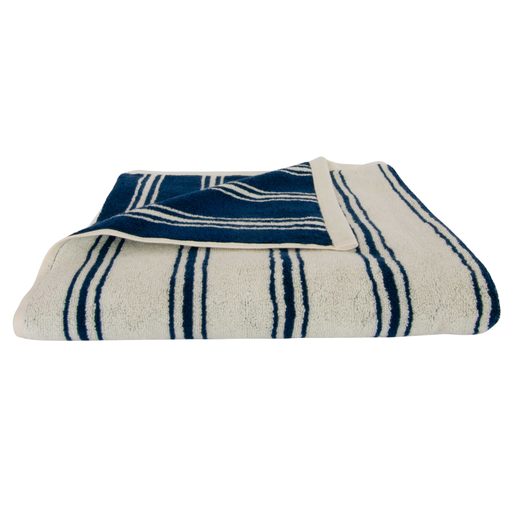 Retro Stripe håndklæde - Slate Indigo/Cream